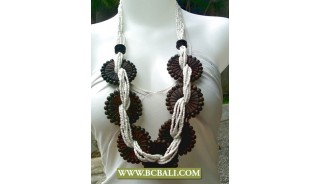 White Beads with Wooden Necklaces
